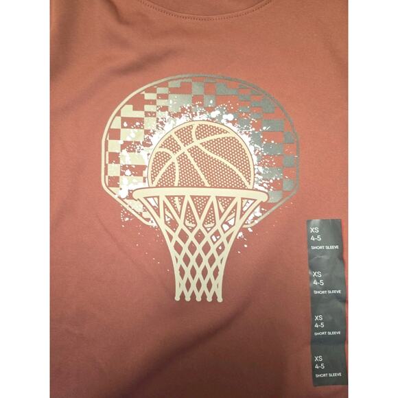 All In Motion Boys Graphic Tshirt Basketball Short Sleeve Brown sz 4/5 - Picture 2 of 5